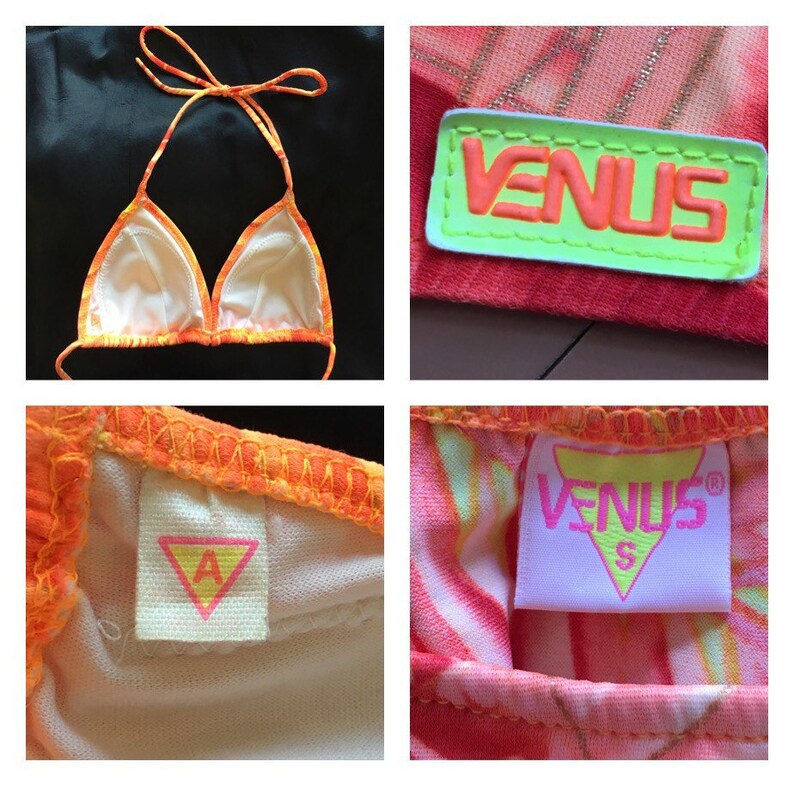 1990s High Cut Bikini String Bikini Orange 90s Bikini Tropical Bikini