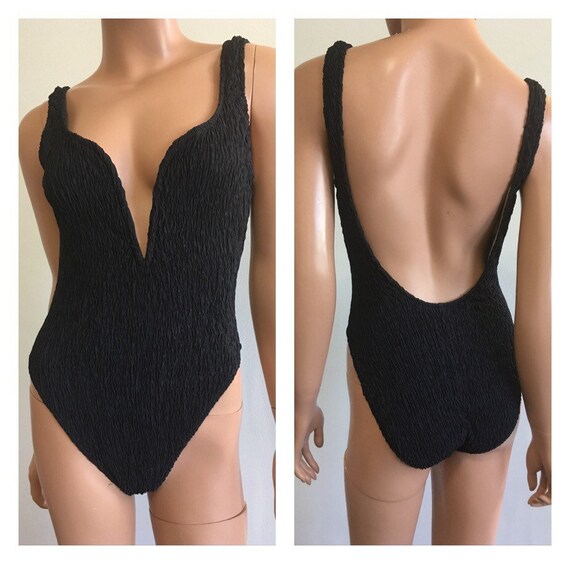Plunging One Piece Swimsuit Size 12 Backless One P