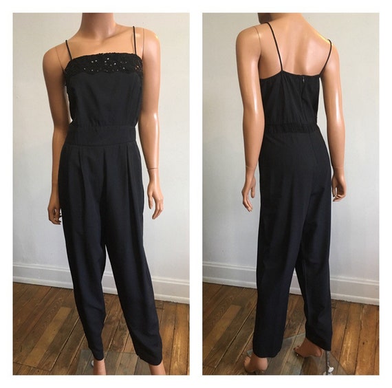 1980s Jumpsuit 80s Jumpsuit Vintage Jumpsuit Blac… - image 2