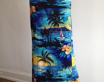 1990's Vintage Hawaiian Luau Costume Tropical Palm Tree Sunset  Wrap Sarong  Beach Cover-Up Size S