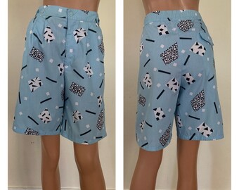 90s Print Shorts  High Waisted Shorts Geometric Shorts 80s Shorts Novelty Shorts 80s Print Shorts Size Saved By the Bell Shorts Sized Medium