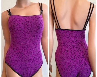 1990sbSwimsuit  Vintage La Blanca Swimsuit Purple Swimsuit Magenta Swimsuit Textured 90sbOne Piece Swimsuit Retro Swimsuit Size 10