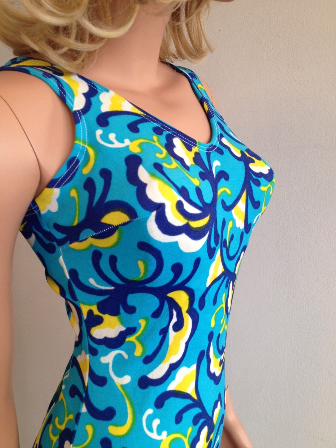 1960s Swimsuit Bond Girl Swimsuit Geometric Swimsuit Pin up Swimsuit