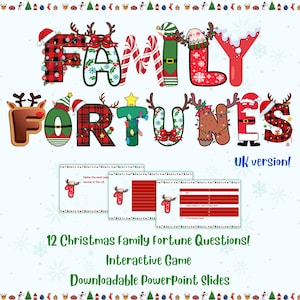 Christmas Family Fortunes Game, Festive Family Feud, Interactive Xmas Quiz, UK Party Game, Interactive PowerPoint Download