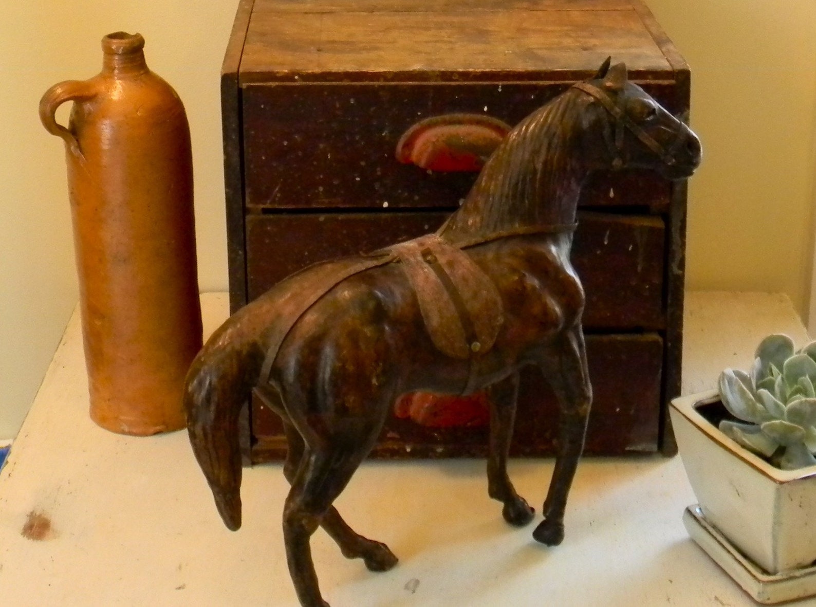 Vintage leather horse statue Etsy