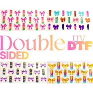 4pc Double Sided UV DTF energy drink 16oz Cup Wrap Bundle | uv dtf Wraps for Snow Globe Tumblers