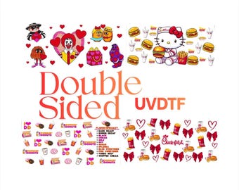 4pc Fast Food & Coffee theme 16oz Double Sided UV DTF Cup Wraps