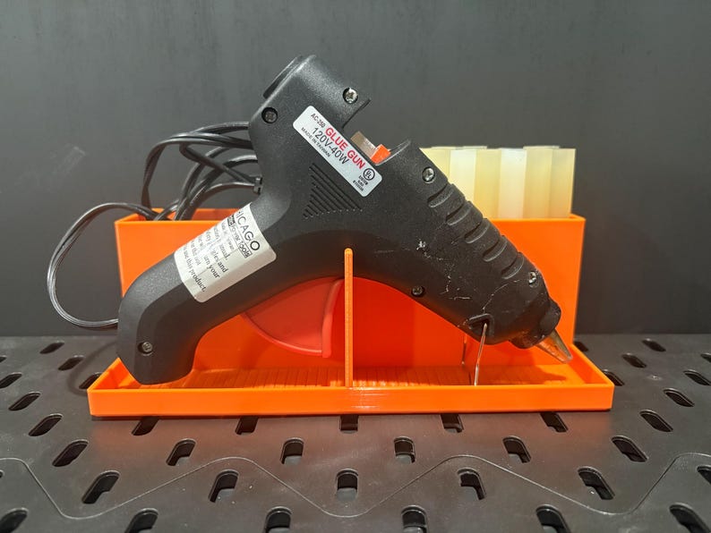Large Hot Glue Gun Station with Drip Tray and Full Size Tool Stand Orange