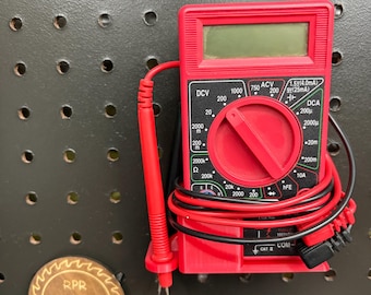 Pegboard Multimeter Holder - Fits 1/4" Holes - Digital Tester Cradle & Voltmeter Storage