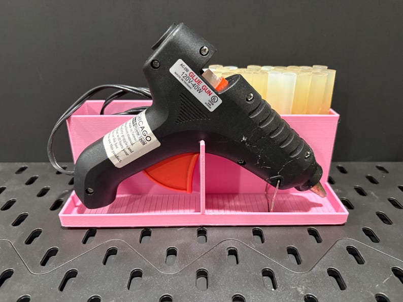 Large Hot Glue Gun Station with Drip Tray and Full Size Tool Stand Rosa