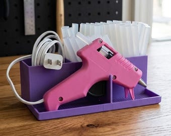 Mini Hot Glue Gun Station with Drip Tray and Integrated Stick Holder