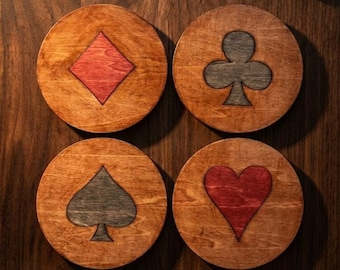 Basswood Playing Card Coasters | Poker Night Game Room Decor Set