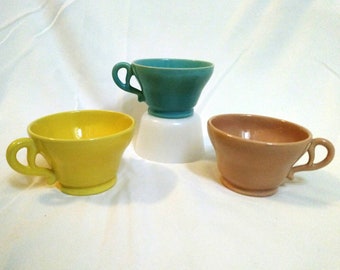 3 Vintage pastel tea cups, Franciscan Ware, Gladding McBean pottery, El Patio