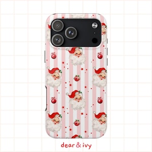iPhone Vintage Retro Santa Phone Case, Pink Coquette Case Gift, Cute Mobile Cover, iPhone 17 16 15 14 13 12 11, T0498-IP, Trending Now