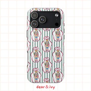 Funda navideña para iPhone con diseño de Cascanueces, color rosa, con rayas, para iPhone 17, 16, 15, 14, 13, 12 y 11, T0871-IP. ¡En tendencia!