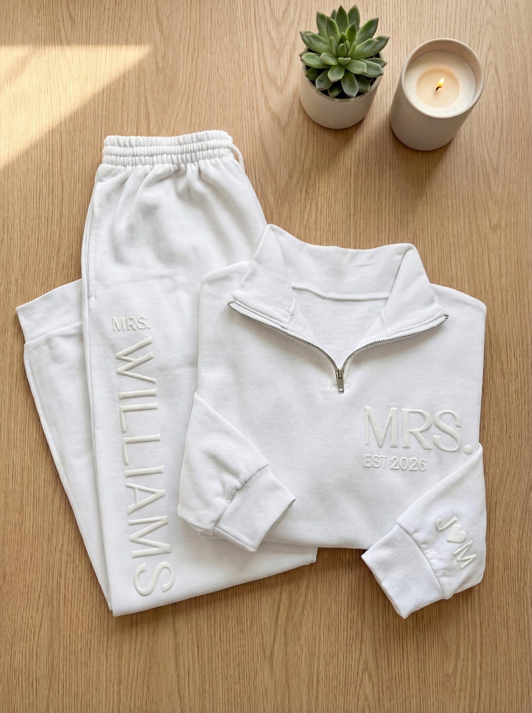 Custom Future Mrs. Quarter Zip Sweatshirt Set, Personalized Embossed New Mrs. Bridal Gift Set, Bride Sweatshirt, Future Mrs. Quarter Zip