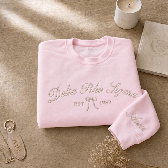 Custom Embroidered College Sorority Sweatshirt, Personalized Coquette Bow Crewneck, Sorority Bid Day Gift, Sorority College Merch