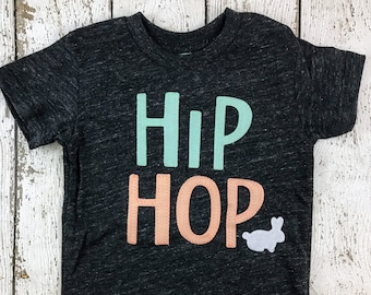 Hip Hop Easter Bunny Shirt Mint and Peach and White, Easter t-shirt for children, Matching easter outfits for family, easter shirts for baby