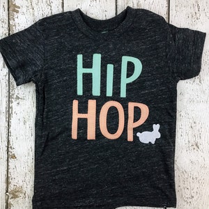 Hip Hop Easter Bunny Shirt Mint and Peach and White, Easter t-shirt for children, Matching easter outfits for family, easter shirts for baby image 1