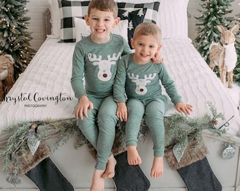 Moose Pajamas, Family Christmas Pajamas, Custom Christmas Pajamas, Holiday Pajamas, Christmas pj for family, infant Christmas pajamas