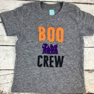 adult boo crew shirt, boo crew halloween shirt, halloween family shirts, women's halloween shirt, men's halloween shirt, trick or treating image 1