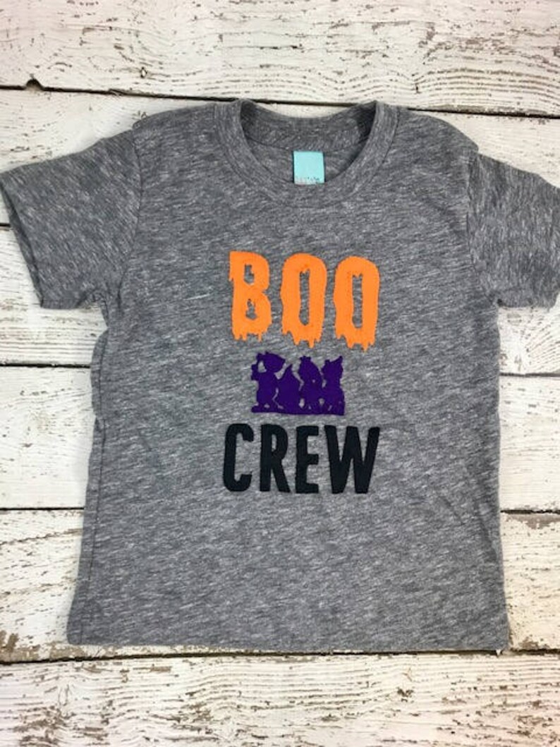 adult boo crew shirt, boo crew halloween shirt, halloween family shirts, women's halloween shirt, men's halloween shirt, trick or treating image 1