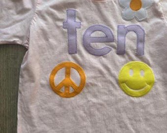 Retro Trendy Birthday Shirt for Girl, Groovy Peace Sign Tee, 60s 70s Birthday Theme, Boho Daisy Floral, Retro Funkadelic Hippie Smiley Face