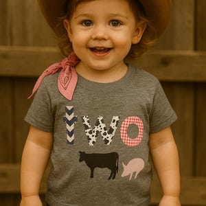 Birthday Farm Shirt, Girls Boys Barn Animals Birthday T-Shirt, Personalized Farm Animals Birthday Tee, Cow, Pig, Paisley, Barnyard Party Tee