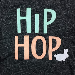 Hip Hop Easter Bunny Shirt Mint and Peach and White, Easter t-shirt for children, Matching easter outfits for family, easter shirts for baby image 2