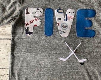 Hockey shirt Boy's Birthday Shirt ice hockey puck Birthday Organic Blend Tee for any age