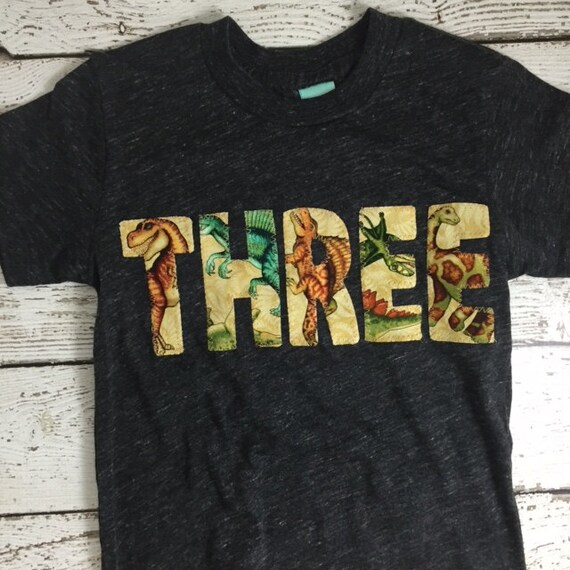 Dinosaur Birthday Shirt, THREE-Rex Party, Boy Shirt, Invitation, Jurassic Dino Dig, Dinosaur Excavation, Dino-Mite Birthday, Tyrannosaurus Il_570xn
