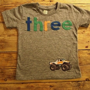 Monster Truck Shirt Birthday Tee Organic Blend Boys Birthday Shirt truck birthday monst jam image 1