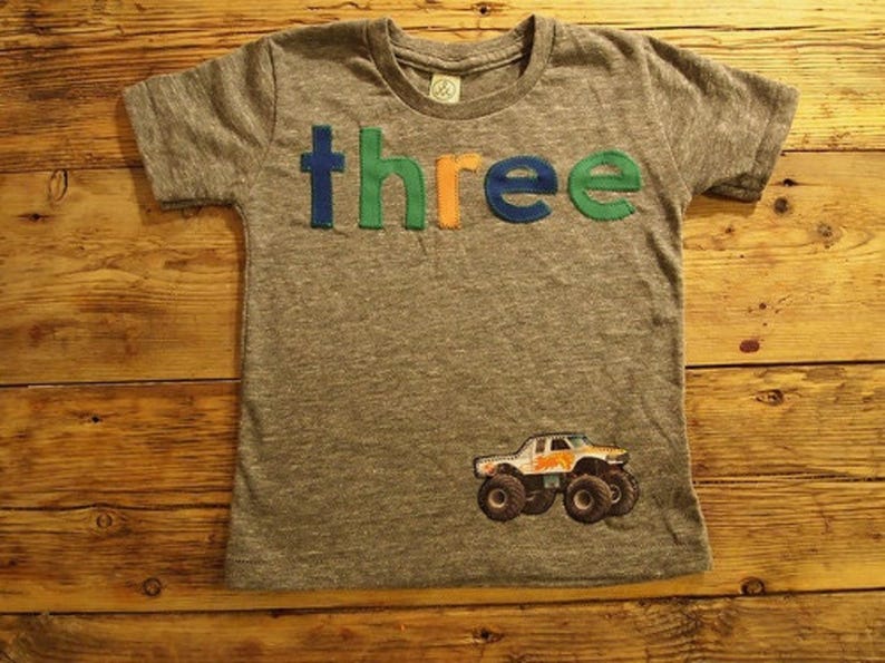 Monster Truck Shirt Birthday Tee Organic Blend Boys Birthday Shirt truck birthday monst jam image 1