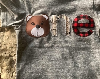 Teddy Bear Shirt, Bear Birthday Shirt, Bear Birthday Party, Bear First Birthday Shirt, buffalo plaid, Woodland, Little Bear Shirt, Forest