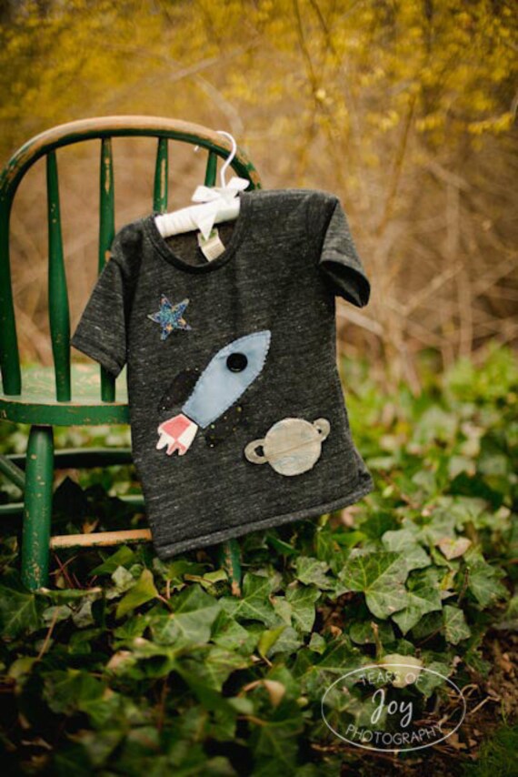 Boys Tee Organic Shirt Blend Rocket Tee Space Il_570xn