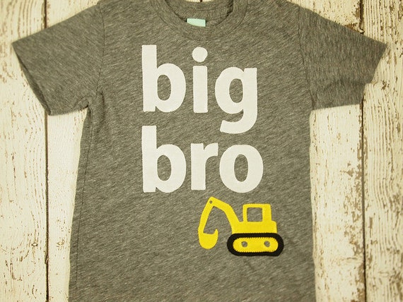 Big brother shirt big bro sibling tee Excavator tshirt construction truck theme children's shirt Il_570xn