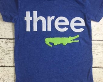 Alligator Birthday shirt Customize colors green alligator reptile zoo theme tshirt, reptile party, alligator decor