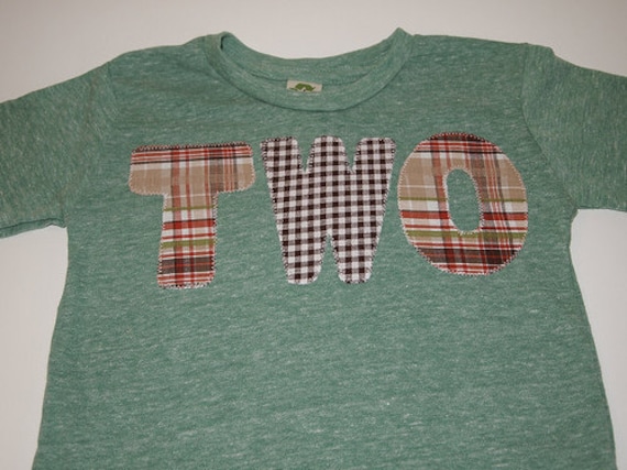Birthday shirt Brown Seersucker and gingham Birthday Shirt on Green Organic Tee Blend Il_570xn