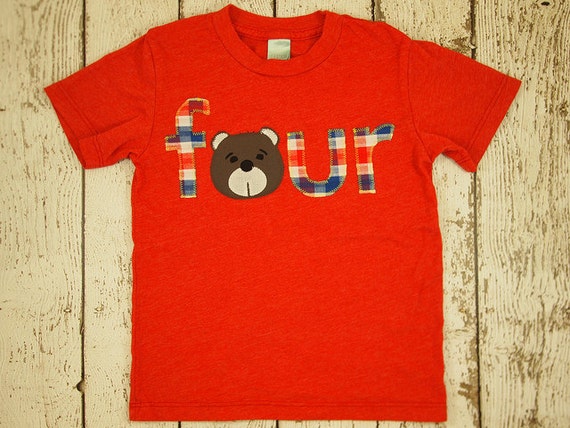 Teddy Bear Shirt, Bear Birthday Party Shirt, Fourth Little Bear Shirt, Woodland Party, 4th Of July, Camping, Red, White and Blue Plaid Il_570xn