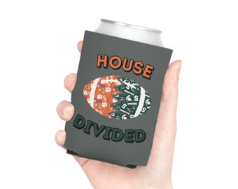 Custom Split Football Can Cooler, Personalized Team Drink Holder, Custom Tailgate Gift, Sports Can Insulator, Cozy Gift for Football Fans