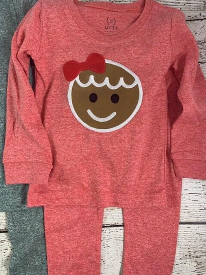 Children's Christmas Pajamas, Holiday Pajamas, Christmas pajama for family, plaid, gingerbread pajama image 7