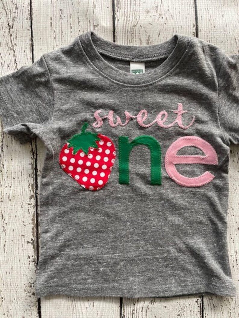 sweet one birthday shirt for girls, Girl's birthday shirt, strawberry birthday shirt, strawberry shirt, sweet 1, first birthday shirt girl imagen 1