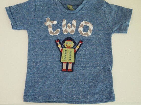Robot Tee Boys Birthday Shirt Organic Shirt Blend chevron lettering Il_570xn