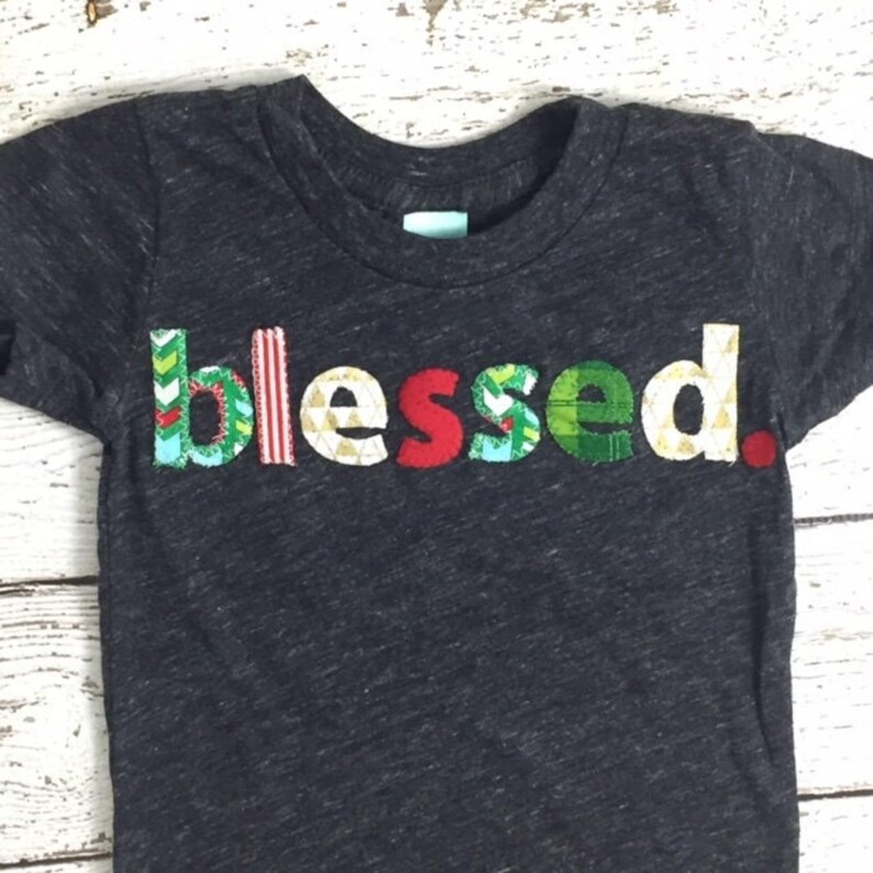 祝福されたシャツ 子供用祝福Tシャツ クリスマスTシャツ 幼児 赤ちゃん プレゼント 大人用Tシャツ 感謝 画像 1