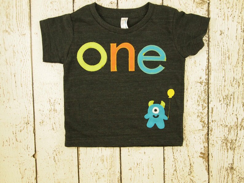 Monster Shirt Birthday Tee Monster Applique Organic Blend | Etsy
