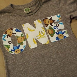 Monkey Birthday Shirt, Monkey and Banana print Birthday Tee, Let's Go Bananas Tshirt, Kids Monkey Bday Outfit for any age, One Little Monkey