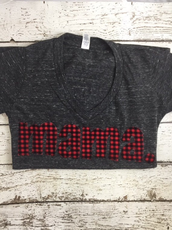 Buffalo Plaid Mama V-Neck, Lumberjack Party, Woodland Birthday, Camping With S'mores, Trail Mix, Moose Munch Bar, Family Photos, New Mom Il_570xn