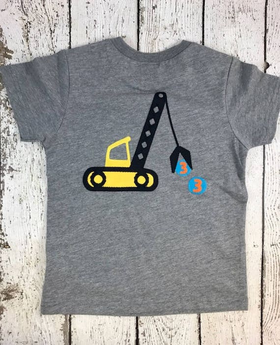 Construction birthday, crane, crane shirt, construction birthday shirt, construction party, construction party decor, Excavator shirt Il_570xn