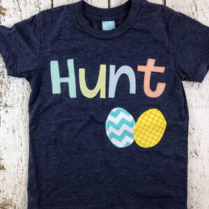 Hunt Shirt, Easter Egg Hunt Outfit, Easter Egg Shirt, Easter T Shirt for Kids, Easter Outfit for Toddler, Pastels, Mint Green, Yellow, Peach image 1