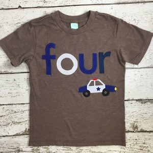 Police car Birthday Tee Organic Blend Boys Birthday Shirt truck shirt emergency vehicle boys tshirt
